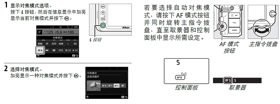 尼康AF模式选择